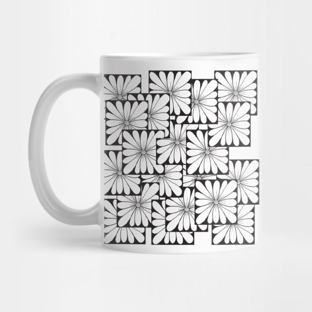 Flowers in squares layered pleasing pattern doodle hand drawn design by The Creative Clownfish
